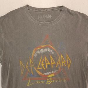 Def Leppard Love Bites Band Short Sleeve Graphic Crew Neck Shirt Men Size L Gray